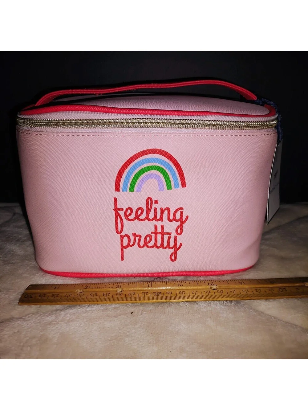 NWT Dabney Lee Pink On Pink / Rainbow Makeup Cosmetic Bag 